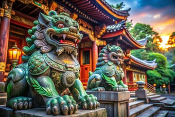 Japanese Foo Dogs: Candid Photos of Guardian Lions, Komainu Statues, Shrine Photography, Asian Art, Temple Animals