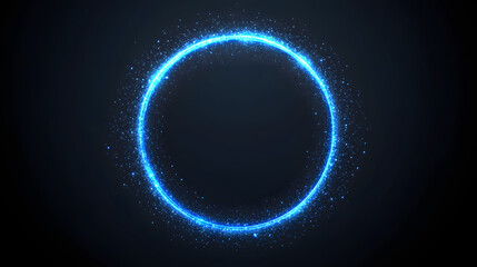 Fototapeta premium An Enchanting Display of a Glowing Blue Energy Circle with Twinkling Light Particles Against a Cosmic Background for Futuristic Designs