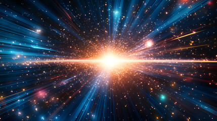 Fototapeta premium An Inspiring Cosmic Visualization of Quantum Jumps in the Depths of the Universe that Evokes Curiosity