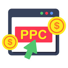 Conceptual flat design icon of pay per click