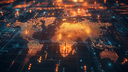 Fototapeta premium Global Network: A 3D Render of Digital World Connectivity. AI Generated