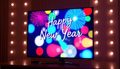 Naklejka premium A television displaying a festive 