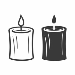 Candle line art drawing icon vector illustration