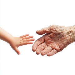 Fototapeta premium Connection between generations depicted through a child's hand reaching for an elderly hand in a timeless gesture of love