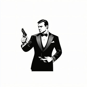 minimalist vector logo or illustration of secret agent