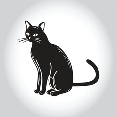 Fototapeta premium vector Simple Black Cat Silhouette Against a Light Background