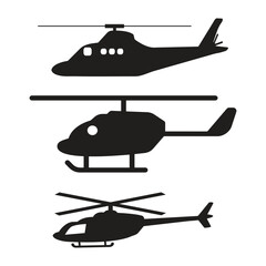 Helicopter icon on isolated white background with glyph icon style