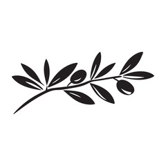 Olive leaf branch silhouette vector icon illustration