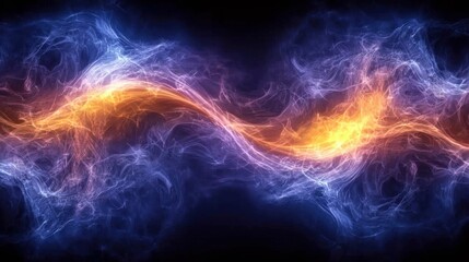 Obraz premium A mesmerizing display of swirling, colorful abstract waves. The vibrant hues of orange and blue create a dynamic, flowing visual experience.