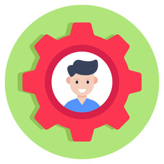 Avatar with gear showing concept of employee setting icon