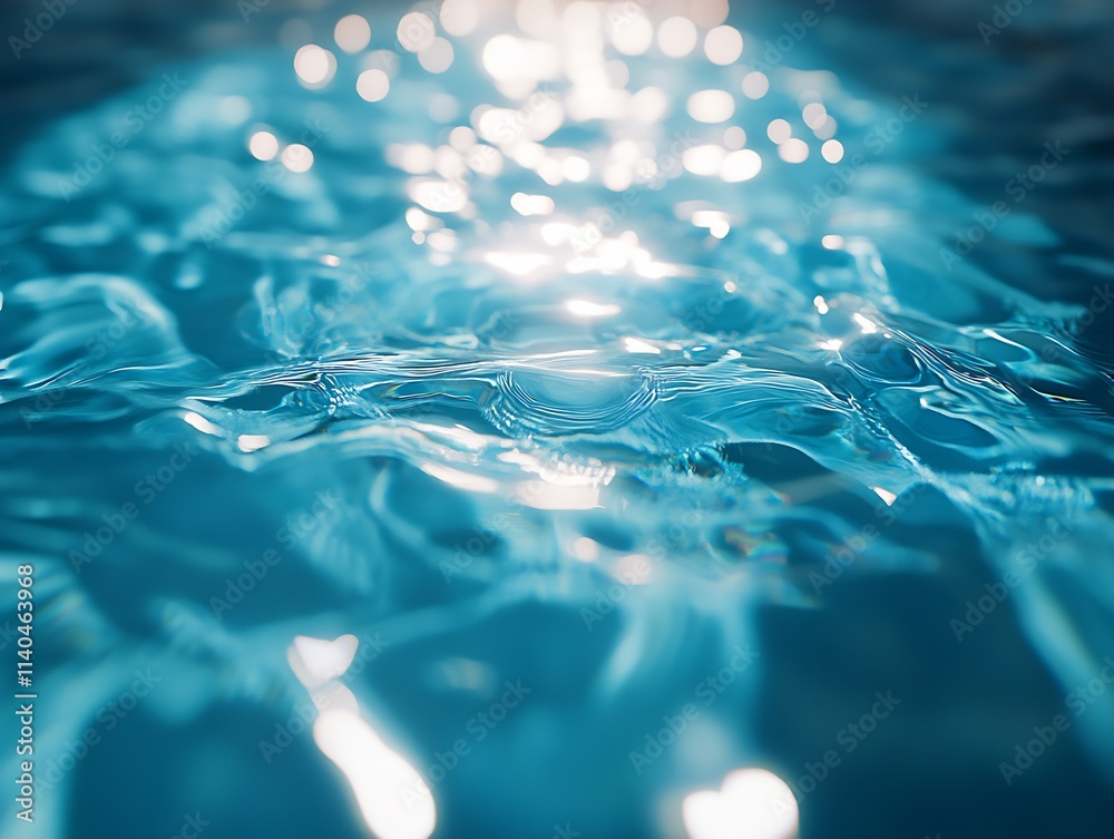 Aufkleber Abstract close-up of rippling water surface with sunlight reflections creating soothing patterns : Generative AI