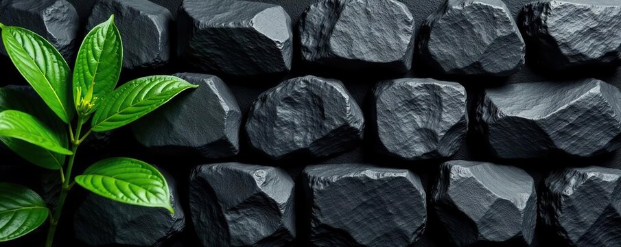 Pared de piedra negra con textura gruesa y sombras de plantas, pared, sombra, roca