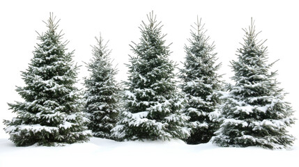 Obraz premium Collection of Christmas Trees with Snow, isolated on transparent background