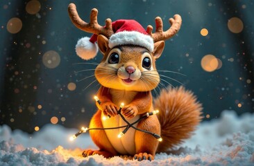 Squirrel with Christmas decorations 