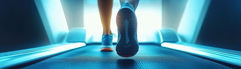 A person running on a treadmill, focusing on cardiovascular fitness