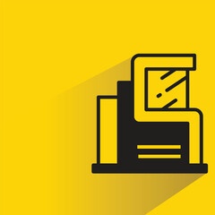 modern building with shadow on yellow background