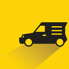 van icon with shadow on yellow background