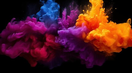 Fototapeta premium Colorful Powder Explosion on Black Background, Vibrant Abstract Concept