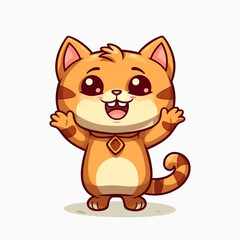 Fototapeta premium A cartoon cat is smiling and making a thumbs up gesture. The cat appears to be happy and playful