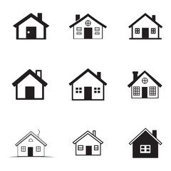House icon set vector art illustration, Black silhouette isolated on a white background