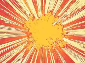 Obraz premium Vector comic book-style red and yellow cartoon explosion on white, flat design with simple shapes and lines, no shadows