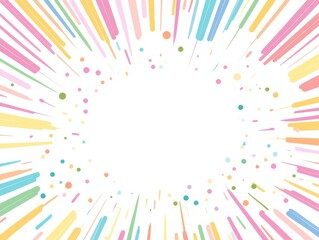Obraz premium Colorful rays and stripes border on white, flat illustration with empty space for text, high-resolution vector design