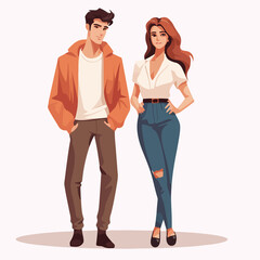 Fototapeta premium Happy couple standing together, male and female standing beside each other