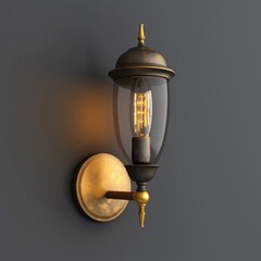 [vintage industrial wall lamps with frosted glass enclosures] Vintage Industrial Wall Lamp with Frosted Glass Shade and Gold Tone Metal Mounting