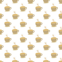 Cup of hot coffee pattern for background, seamless for background.