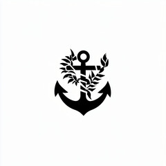 Fototapeta premium minimalist vector logo of pirate anchor 