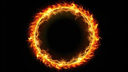 Fototapeta premium Stunning images of fire rings set against dark backgrounds with leading lines