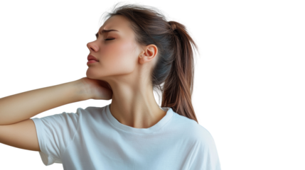 Woman with Neck Pain Holding Neck