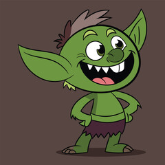 Fototapeta premium A sticker template with a green goblin vector cartoon illustration