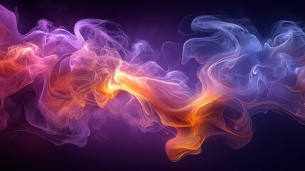 A vibrant abstract image showcasing fluid dynamics with swirling colors of purple, orange, and blue, creating a mesmerizing visual experience.