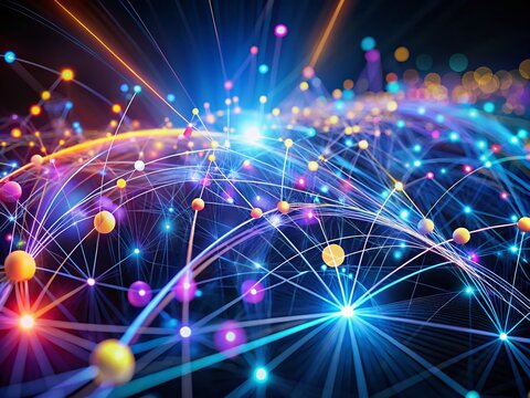 Long Exposure SEO Optimization Computer Network Data Flow, Digital Marketing, Website Traffic, Search Engine Results Page, Algorithm, Keyword Research, Backlinks, Content Marketing, Online Strategy