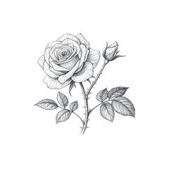 Obraz premium Beautiful rose line art sketch