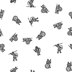 Fototapeta premium spartan warrior helmet roman vector seamless pattern thin line illustration