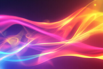 Colorful abstract waves create a vibrant display of flowing light and energy