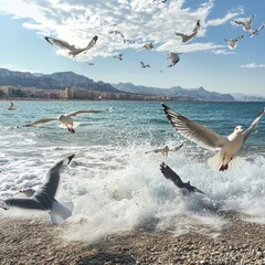 Naklejka premium Seagulls in Alfaz del Pi