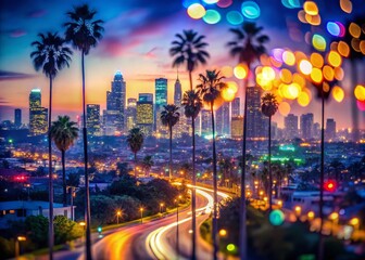 Los Angeles Night Photography: Bokeh Cityscape, Urban Lights, Nightlife, City Nights, California Nights, Cinematic Night, Dark City, Night Scene,  Evening City, 