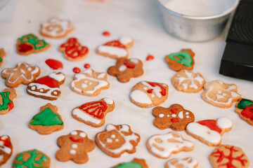 colorful cute cookies decorated with love for the Christmas Concept