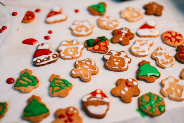 colorful cute cookies decorated with love for the Christmas Concept