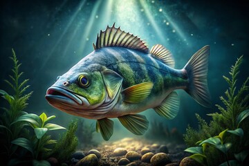 Fototapeta premium Low Light Fish Clipart Images, Dark Underwater Fish Pictures, Nighttime Aquarium Clip Art, Fish Illustration, Deep Sea Fish Graphics