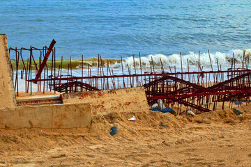 Construction of the unfinished sea wall