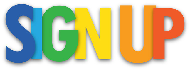 SIGN UP colorful typography banner on transparent background