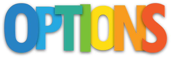OPTIONS colorful typography banner on transparent background