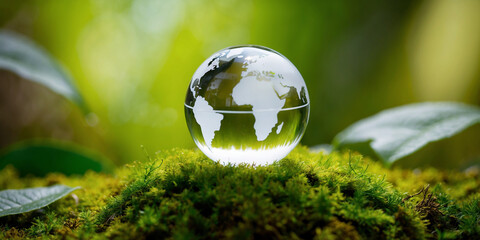 Glass Globe on Moss with Nature 