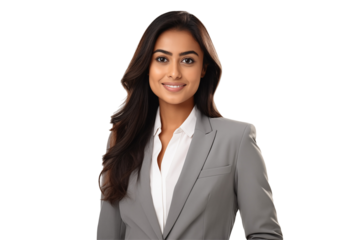Smiling indian business women in suits on transparent background. Women in business attire. Rich men. Business manager. Startup boss. Indian women. American woman. Isolated image. Png. India. PNG cut.