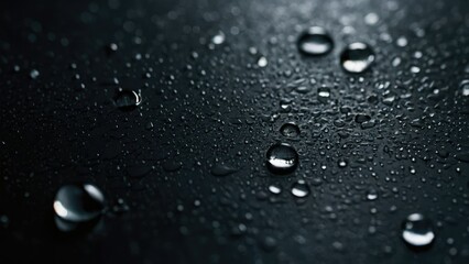 "Water Drops on Black Background for Overlay and Texture Effects"