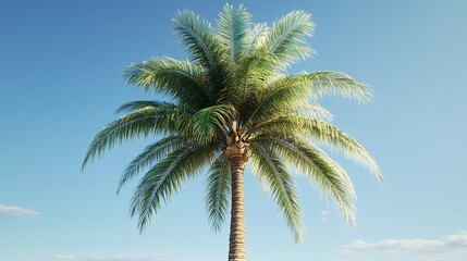 Single palm tree against a clear blue sky.